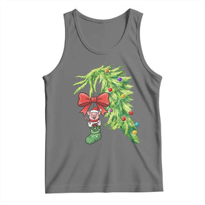Funny Christmas Pig In Green Hand Naughty Tank Top Pet Lover Gift TS12 Black Heather Print Your Wear