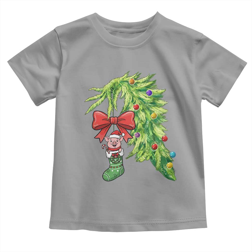 Funny Christmas Pig In Green Hand Naughty Toddler T Shirt Pet Lover Gift TS12 Sport Gray Print Your Wear