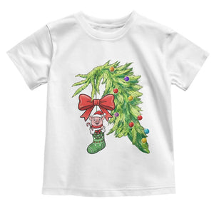 Funny Christmas Pig In Green Hand Naughty Toddler T Shirt Pet Lover Gift TS12 White Print Your Wear