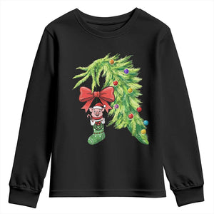 Funny Christmas Pig In Green Hand Naughty Youth Sweatshirt Pet Lover Gift TS12 Black Print Your Wear