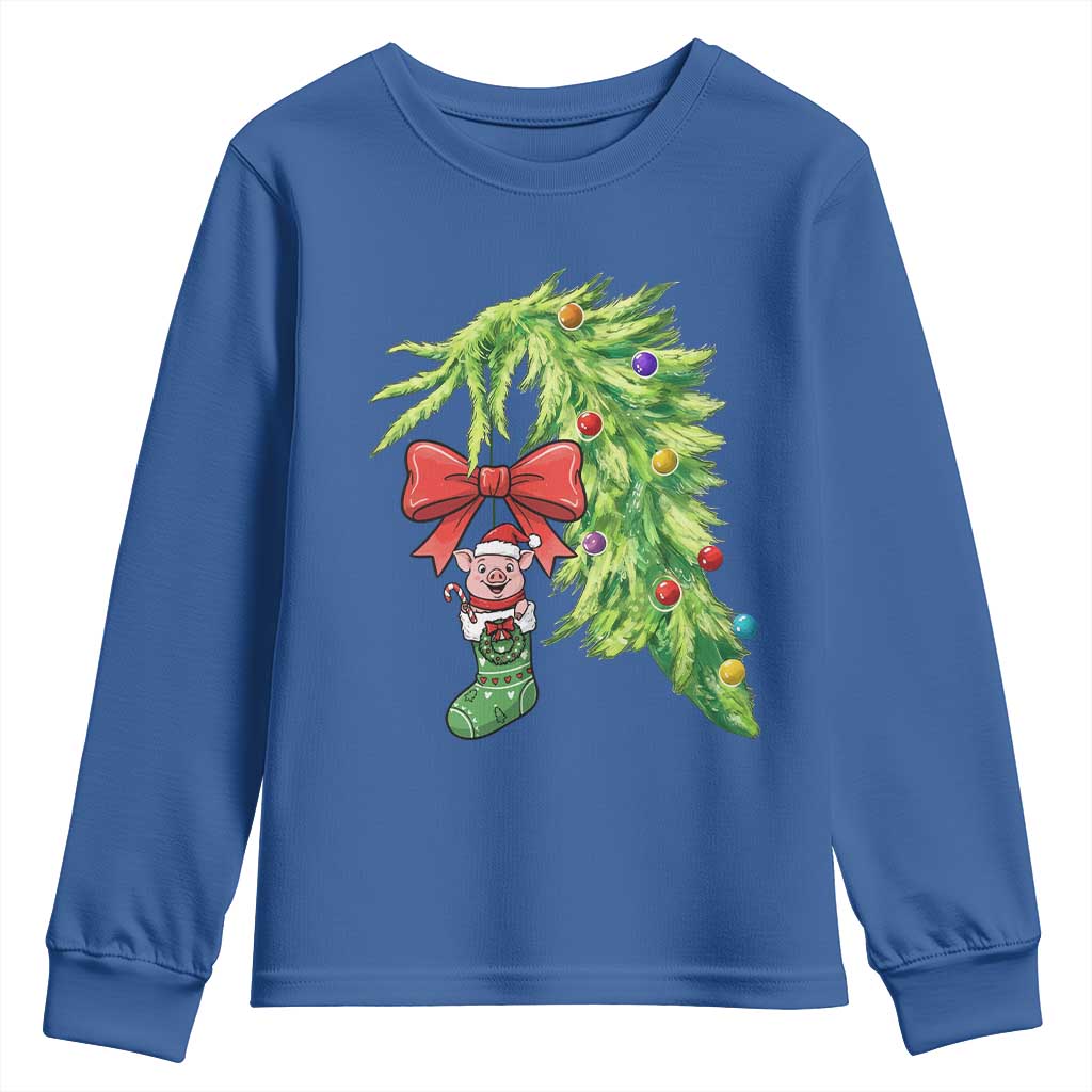 Funny Christmas Pig In Green Hand Naughty Youth Sweatshirt Pet Lover Gift TS12 Royal Blue Print Your Wear