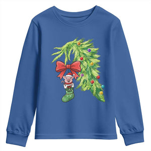 Funny Christmas Pig In Green Hand Naughty Youth Sweatshirt Pet Lover Gift TS12 Royal Blue Print Your Wear