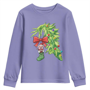Funny Christmas Pig In Green Hand Naughty Youth Sweatshirt Pet Lover Gift TS12 Violet Print Your Wear