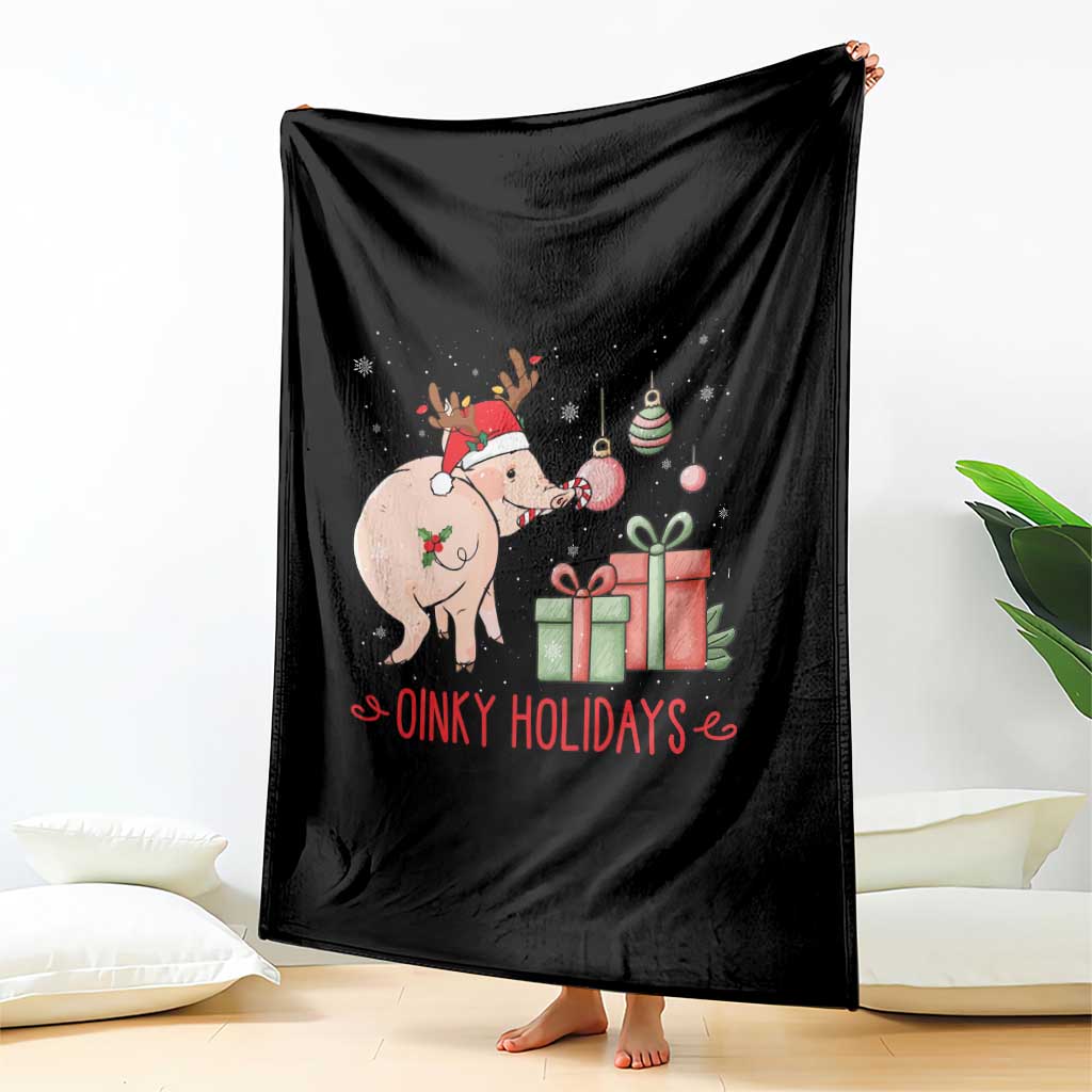 Oinky Holidays Throw Blanket Funny Christmas Pig Lover Gift TS12 Print Your Wear