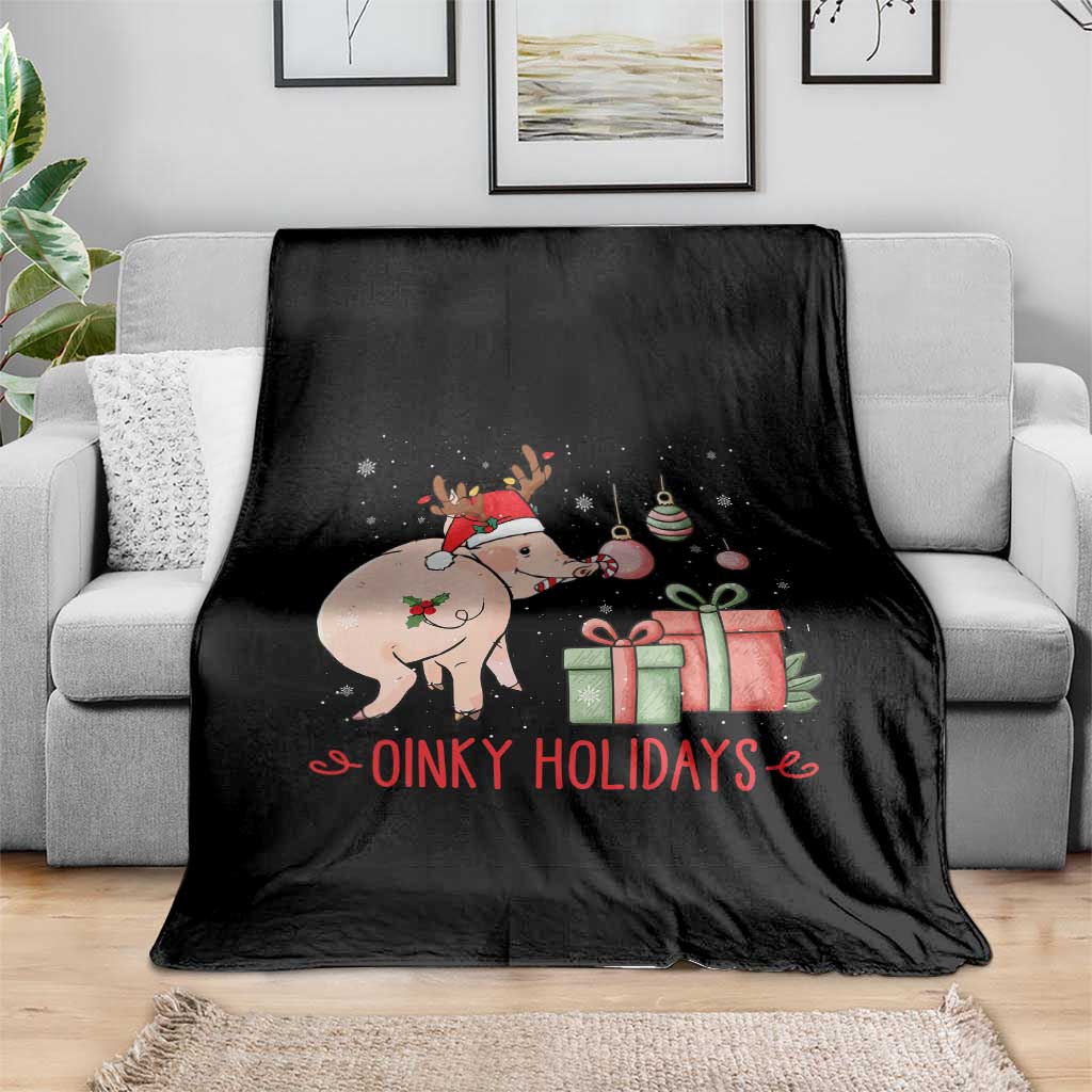 Oinky Holidays Throw Blanket Funny Christmas Pig Lover Gift TS12 Print Your Wear