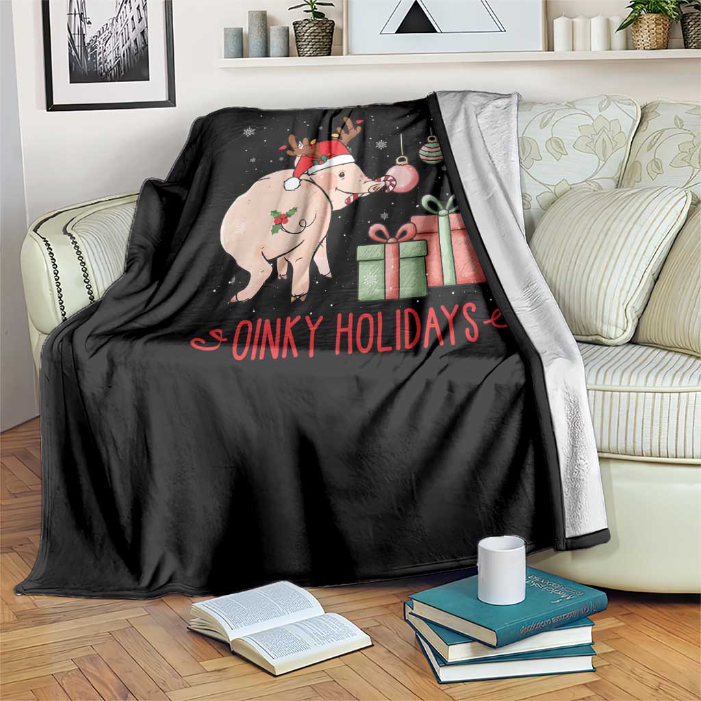 Oinky Holidays Throw Blanket Funny Christmas Pig Lover Gift TS12 Print Your Wear