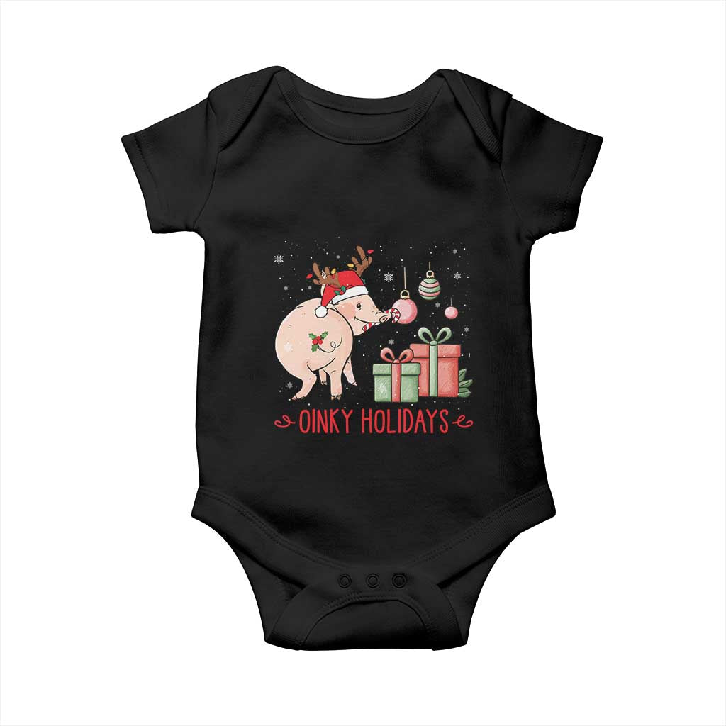 Oinky Holidays Baby Onesie Funny Christmas Pig Lover Gift TS12 Black Print Your Wear