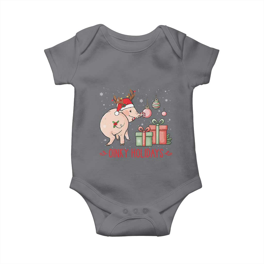 Oinky Holidays Baby Onesie Funny Christmas Pig Lover Gift TS12 Charcoal Print Your Wear