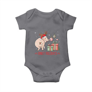 Oinky Holidays Baby Onesie Funny Christmas Pig Lover Gift TS12 Charcoal Print Your Wear