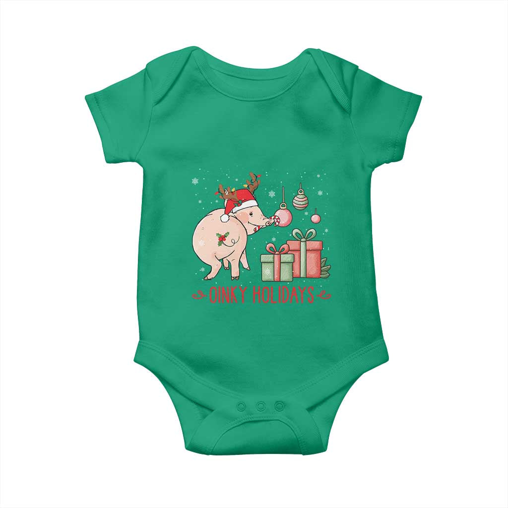 Oinky Holidays Baby Onesie Funny Christmas Pig Lover Gift TS12 Irish Green Print Your Wear