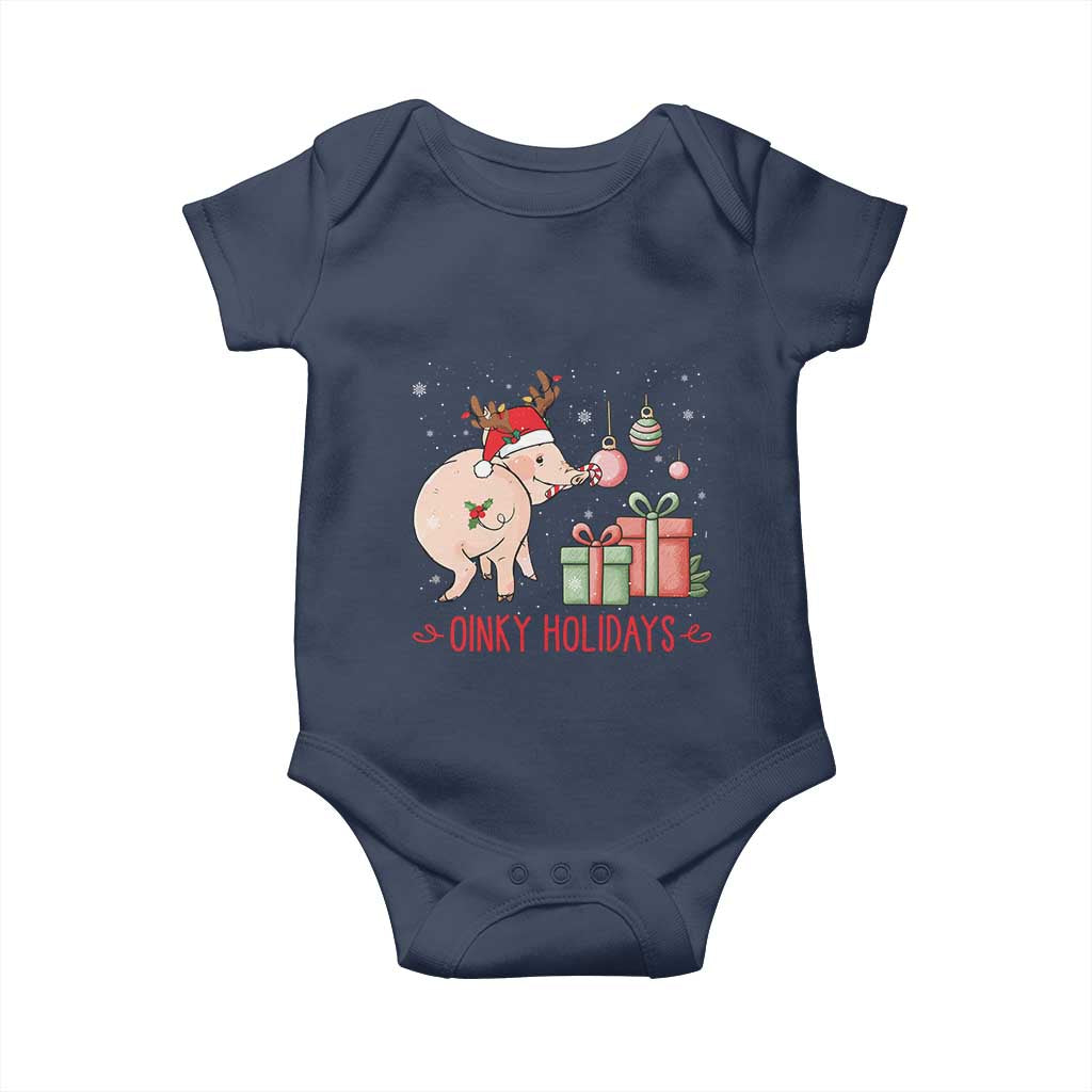 Oinky Holidays Baby Onesie Funny Christmas Pig Lover Gift TS12 Navy Print Your Wear
