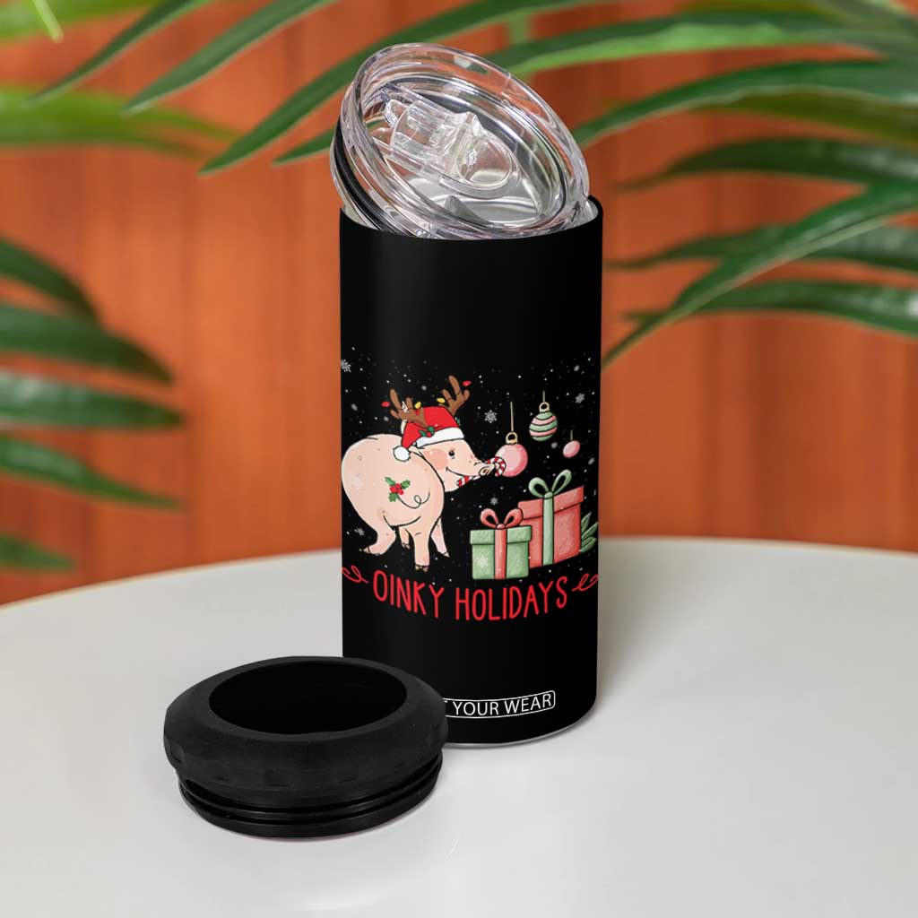 Oinky Holidays 4 in 1 Can Cooler Tumbler Funny Christmas Pig Lover Gift TS12 Print Your Wear