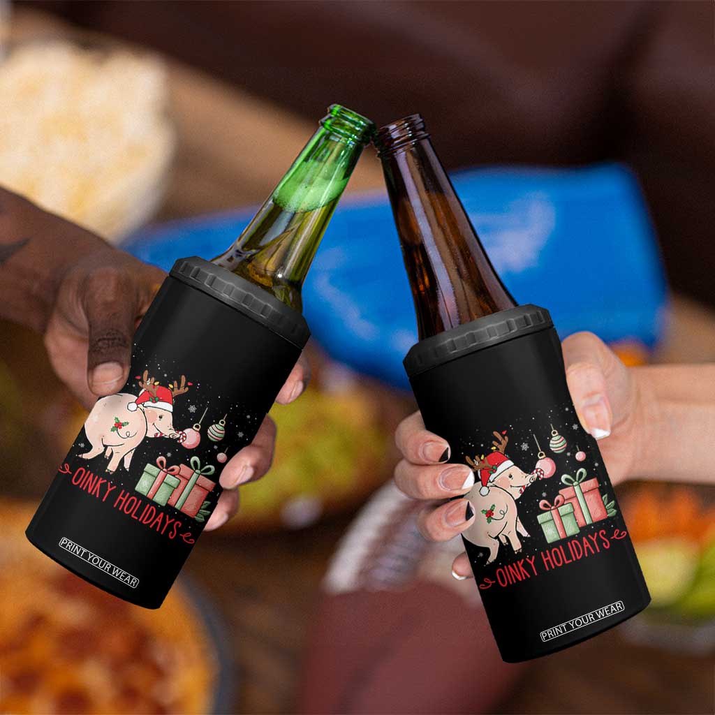 Oinky Holidays 4 in 1 Can Cooler Tumbler Funny Christmas Pig Lover Gift TS12 Print Your Wear