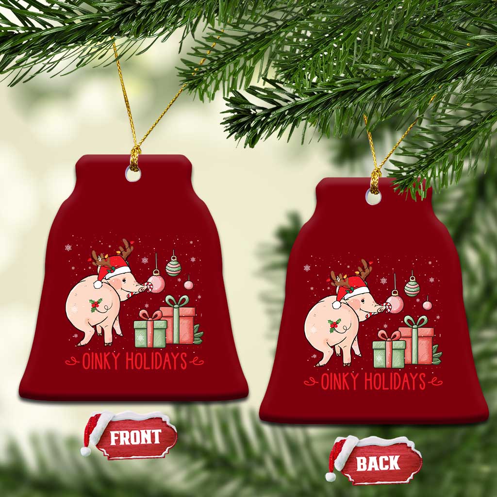 Oinky Holidays Ceramic Ornament Funny Christmas Pig Lover Gift TS12 Print Your Wear