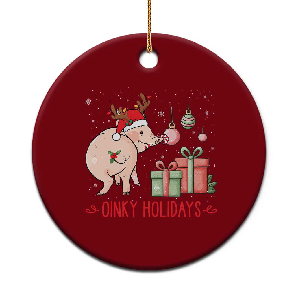 Oinky Holidays Ceramic Ornament Funny Christmas Pig Lover Gift TS12 1pc Red Print Your Wear