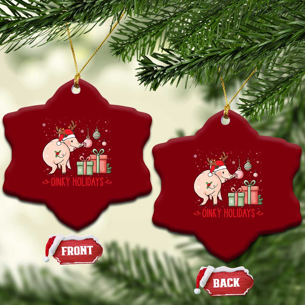 Oinky Holidays Ceramic Ornament Funny Christmas Pig Lover Gift TS12 Print Your Wear
