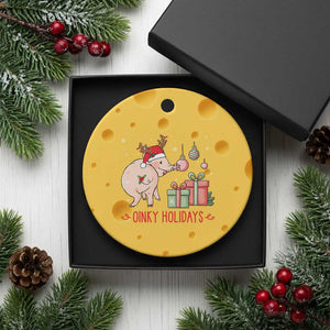 Oinky Holidays Ceramic Ornament Funny Christmas Pig Lover Gift TS12 1pc Yellow Cheese Print Your Wear