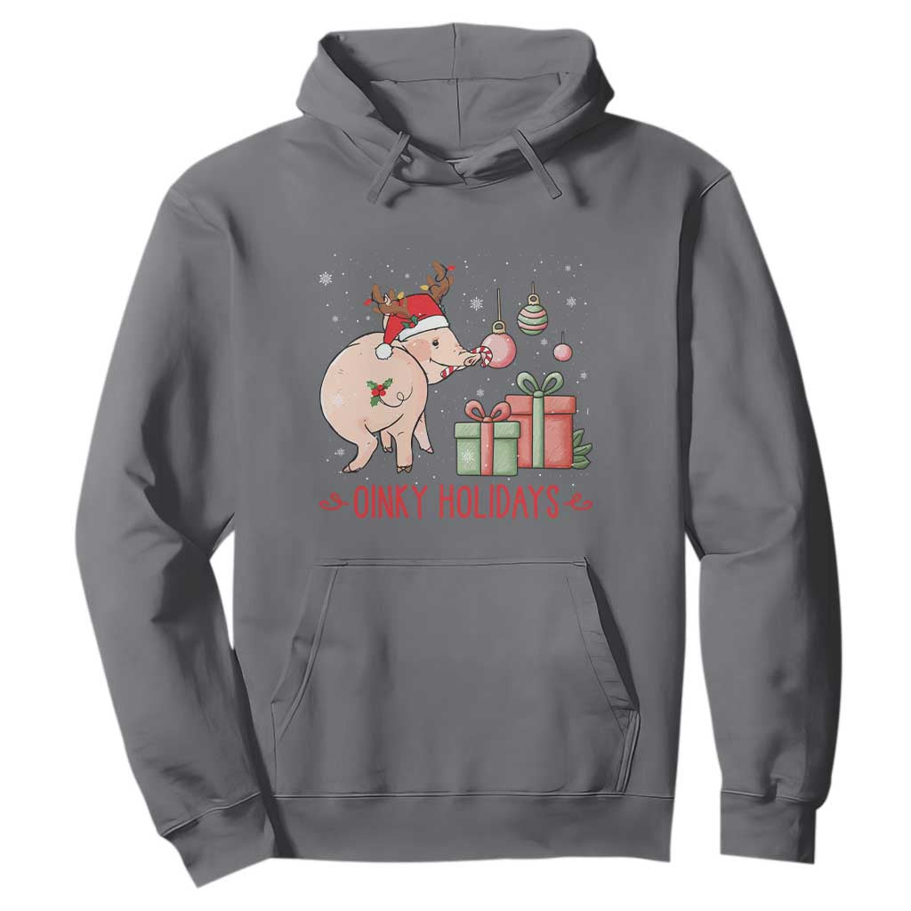 Oinky Holidays Hoodie Funny Christmas Pig Lover Gift TS12 Charcoal Print Your Wear