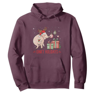 Oinky Holidays Hoodie Funny Christmas Pig Lover Gift TS12 Maroon Print Your Wear