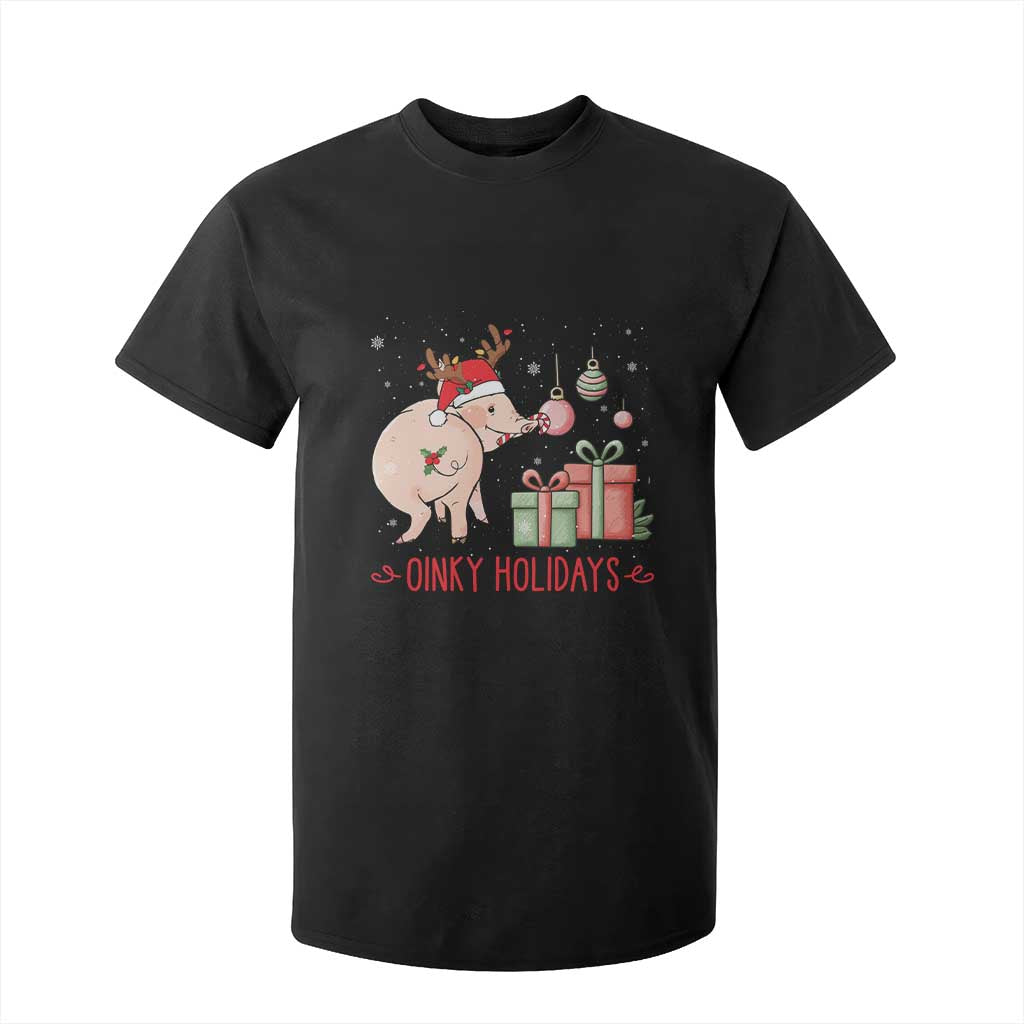 Oinky Holidays T Shirt For Kid Funny Christmas Pig Lover Gift TS12 Black Print Your Wear