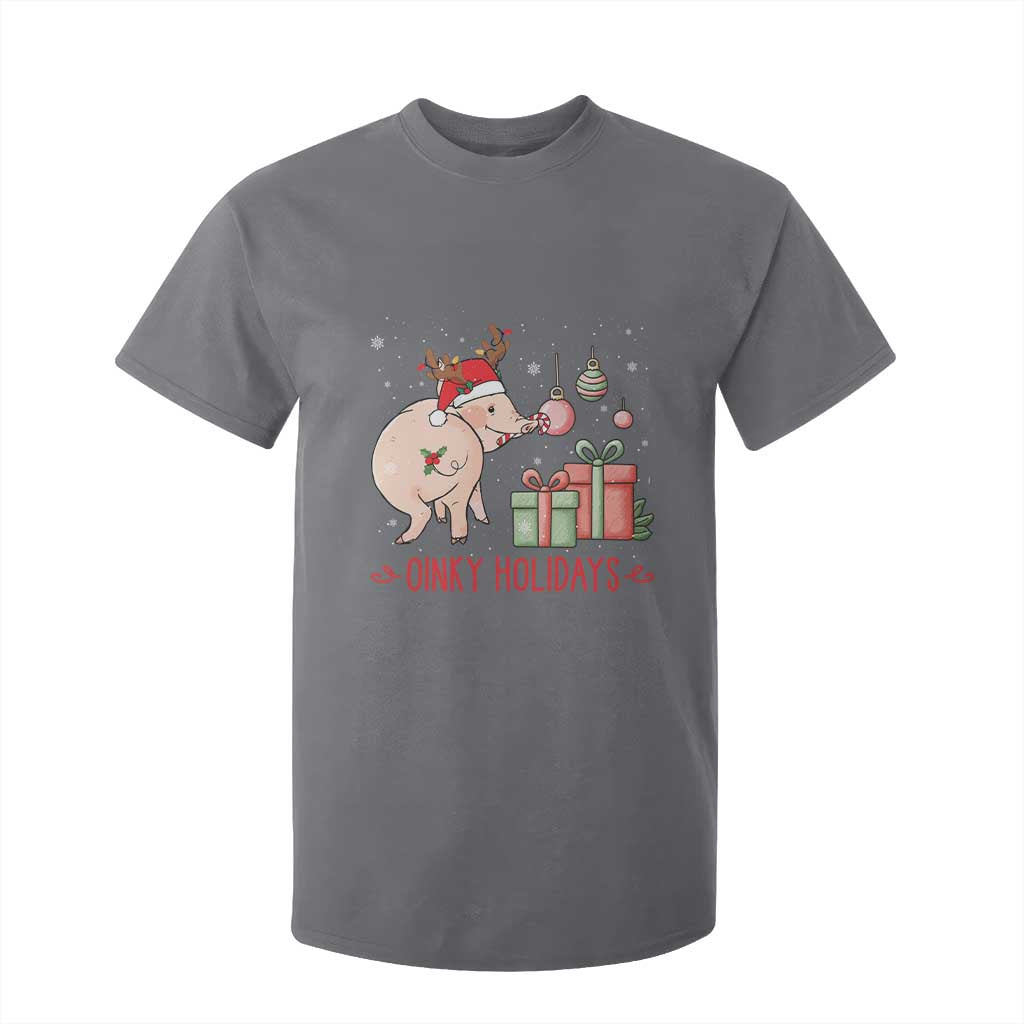 Oinky Holidays T Shirt For Kid Funny Christmas Pig Lover Gift TS12 Charcoal Print Your Wear