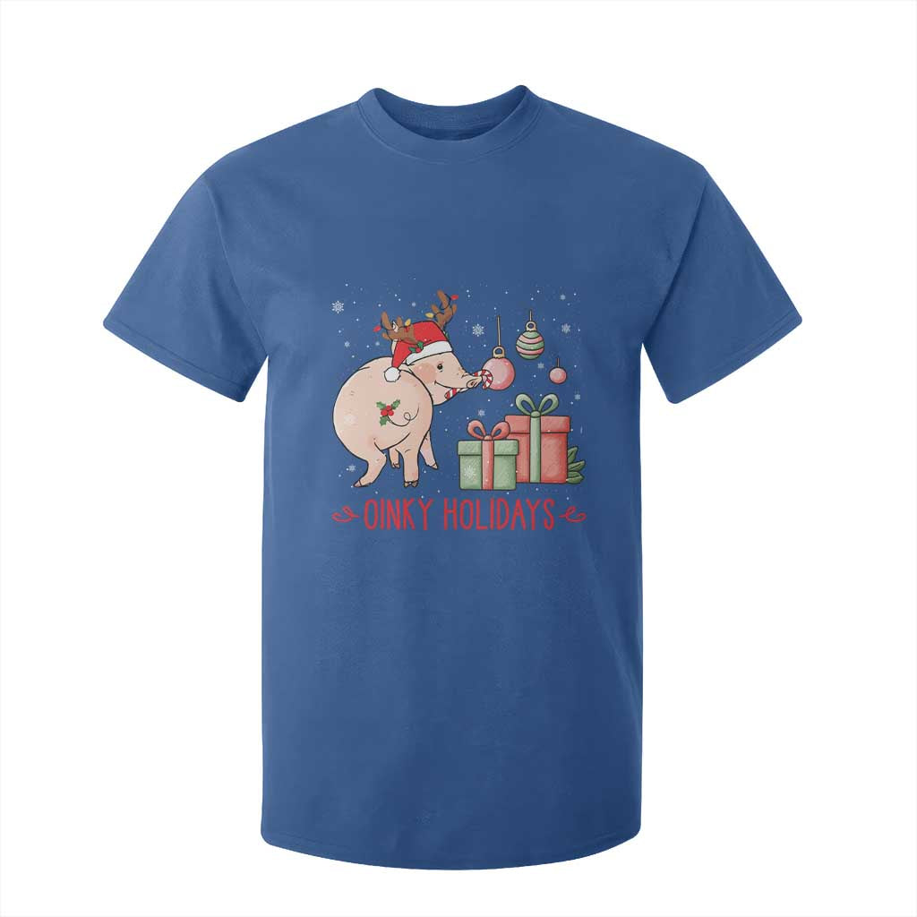 Oinky Holidays T Shirt For Kid Funny Christmas Pig Lover Gift TS12 Royal Blue Print Your Wear