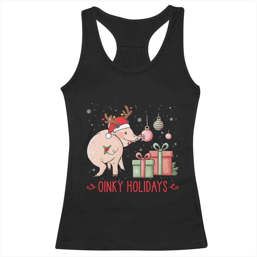 Oinky Holidays Racerback Tank Top Funny Christmas Pig Lover Gift TS12 Black Print Your Wear