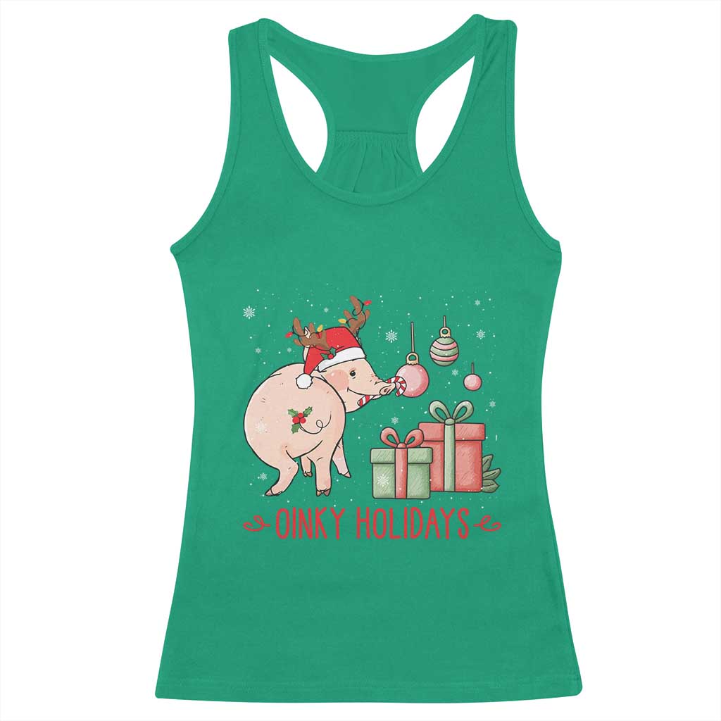 Oinky Holidays Racerback Tank Top Funny Christmas Pig Lover Gift TS12 Irish Green Print Your Wear