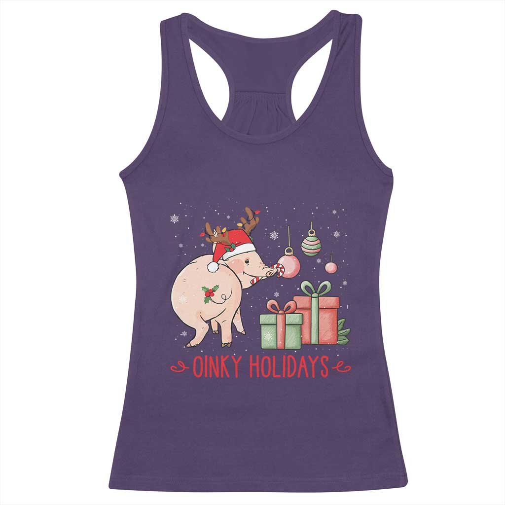 Oinky Holidays Racerback Tank Top Funny Christmas Pig Lover Gift TS12 Purple Print Your Wear