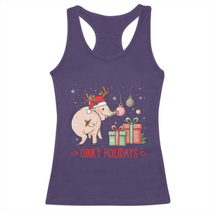 Oinky Holidays Racerback Tank Top Funny Christmas Pig Lover Gift TS12 Purple Print Your Wear