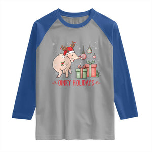 Oinky Holidays Raglan Shirt Funny Christmas Pig Lover Gift TS12 Sport Gray Royal Print Your Wear