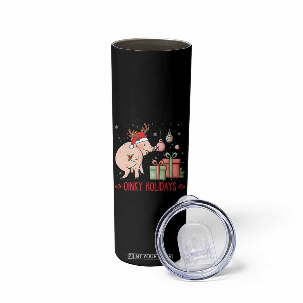 Oinky Holidays Skinny Tumbler Funny Christmas Pig Lover Gift TS12 Print Your Wear