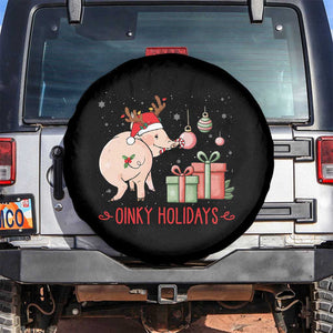 Oinky Holidays Spare Tire Cover Funny Christmas Pig Lover Gift TS12 No hole Black Print Your Wear