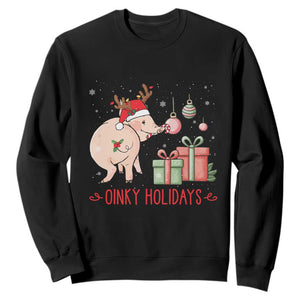 Oinky Holidays Sweatshirt Funny Christmas Pig Lover Gift TS12 Black Print Your Wear