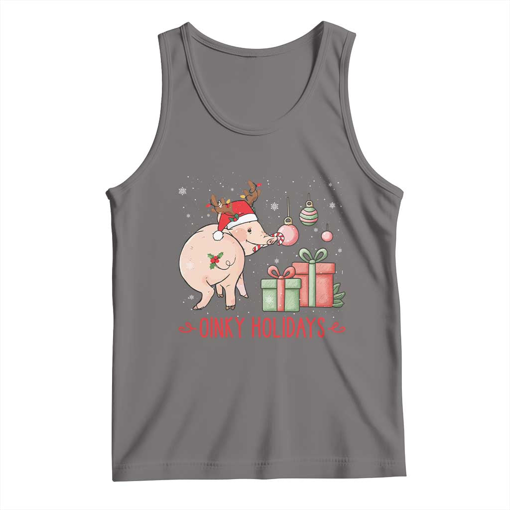 Oinky Holidays Tank Top Funny Christmas Pig Lover Gift TS12 Deep Heather Print Your Wear