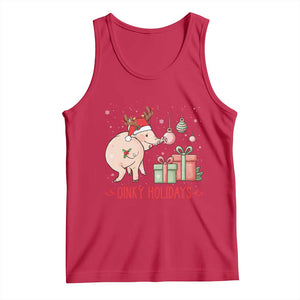 Oinky Holidays Tank Top Funny Christmas Pig Lover Gift TS12 Red Print Your Wear