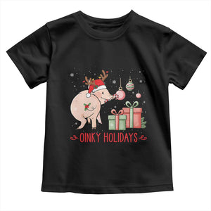 Oinky Holidays Toddler T Shirt Funny Christmas Pig Lover Gift TS12 Black Print Your Wear