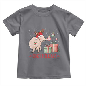 Oinky Holidays Toddler T Shirt Funny Christmas Pig Lover Gift TS12 Charcoal Print Your Wear