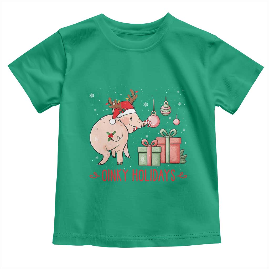 Oinky Holidays Toddler T Shirt Funny Christmas Pig Lover Gift TS12 Irish Green Print Your Wear