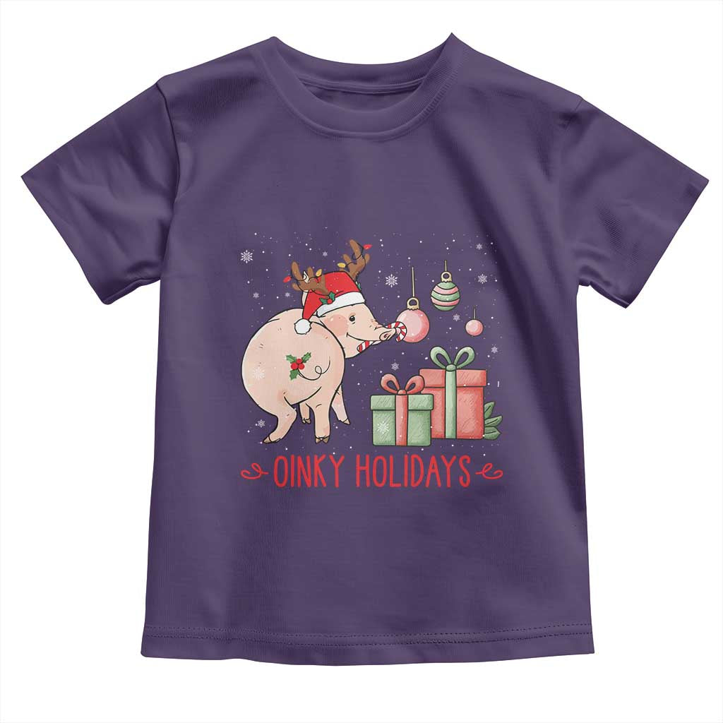 Oinky Holidays Toddler T Shirt Funny Christmas Pig Lover Gift TS12 Purple Print Your Wear