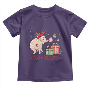 Oinky Holidays Toddler T Shirt Funny Christmas Pig Lover Gift TS12 Purple Print Your Wear
