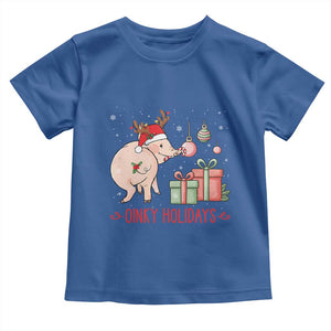 Oinky Holidays Toddler T Shirt Funny Christmas Pig Lover Gift TS12 Royal Blue Print Your Wear