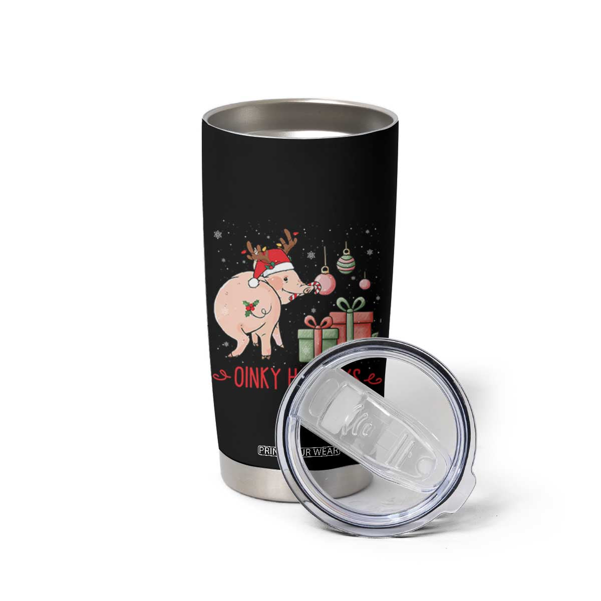Oinky Holidays Tumbler Cup Funny Christmas Pig Lover Gift TS12 Print Your Wear
