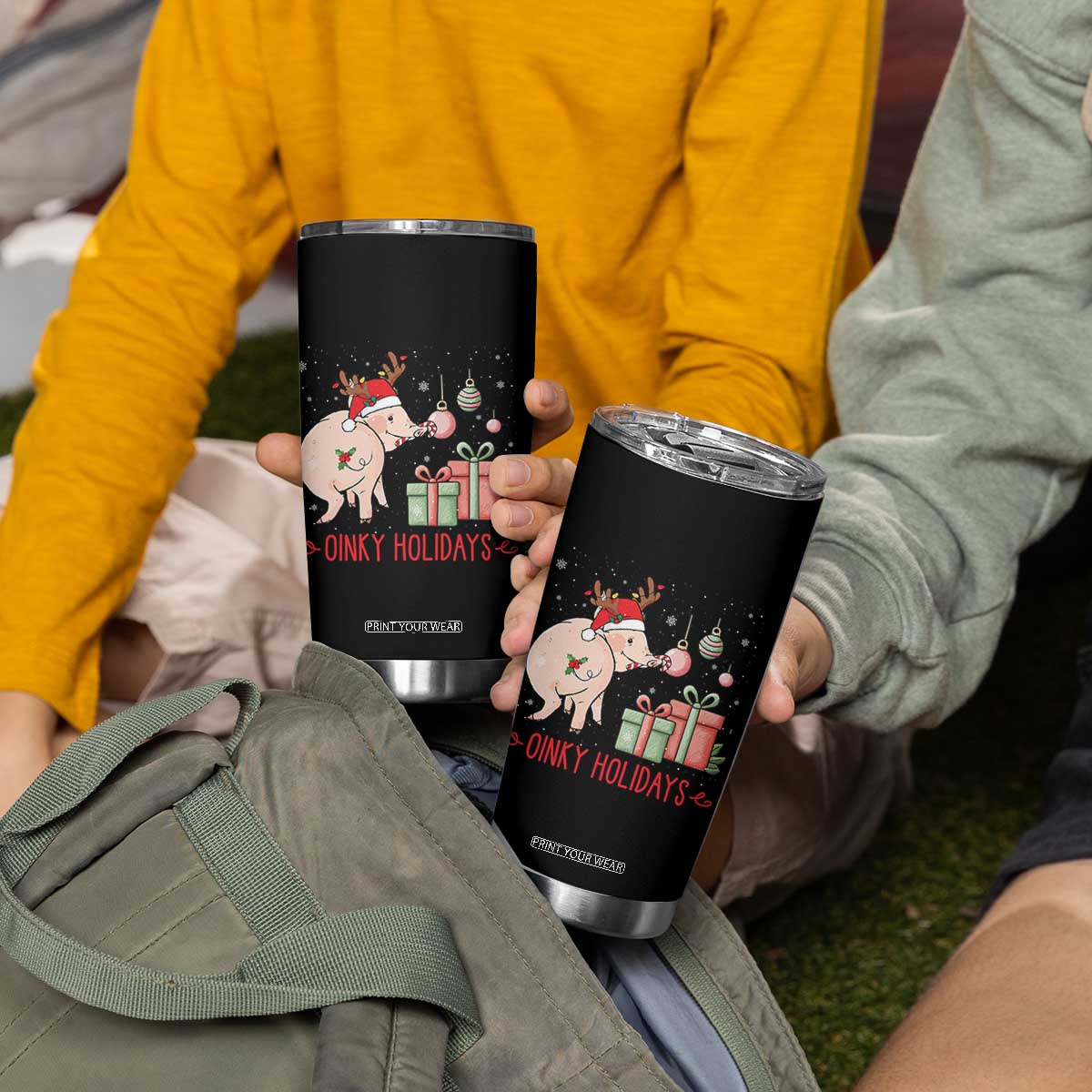 Oinky Holidays Tumbler Cup Funny Christmas Pig Lover Gift TS12 Print Your Wear