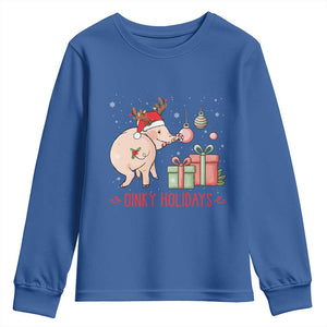Oinky Holidays Youth Sweatshirt Funny Christmas Pig Lover Gift TS12 Royal Blue Print Your Wear