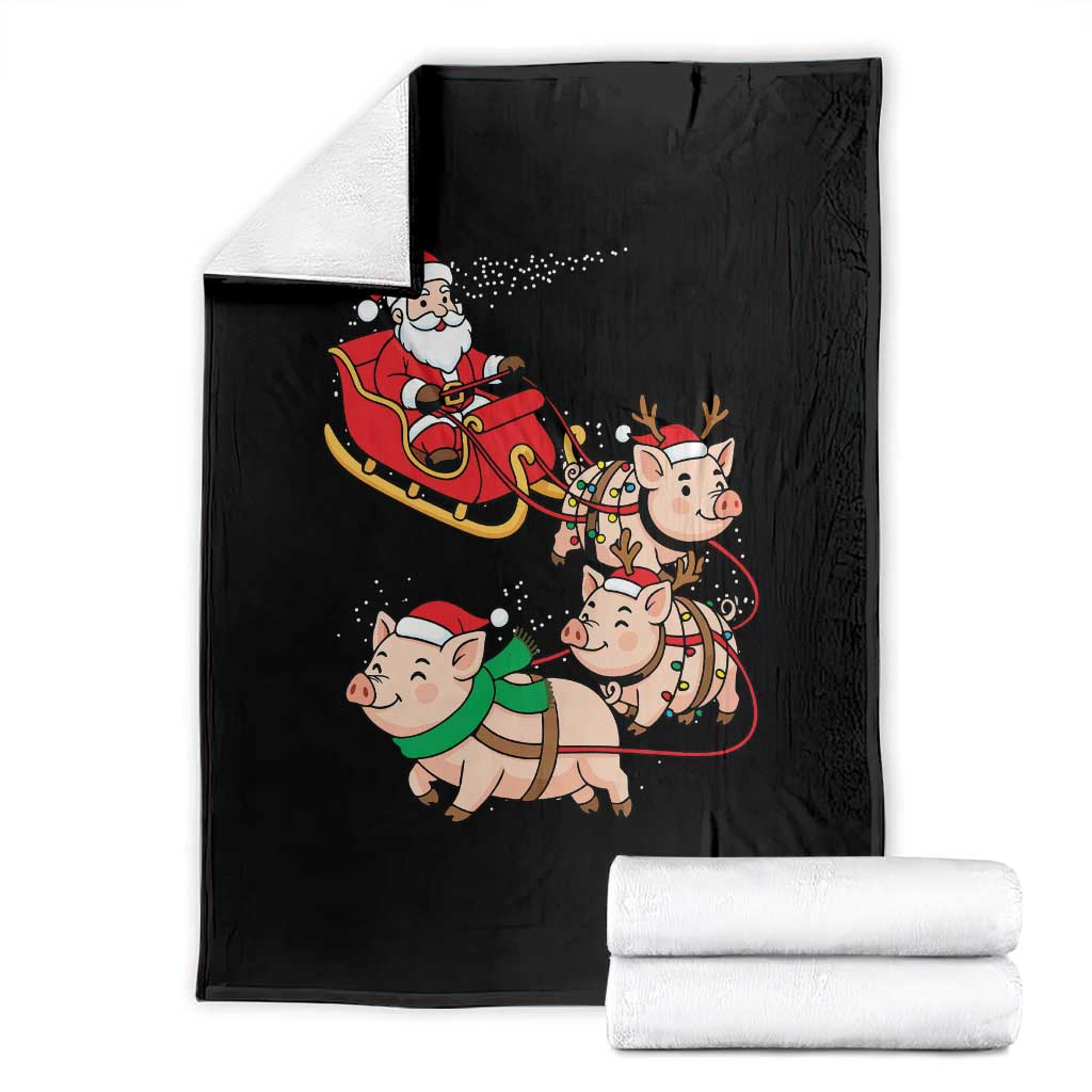 Santa Pig Sleigh Crew Throw Blanket Funny Christmas Pig Lover Gift TS12 Black Print Your Wear