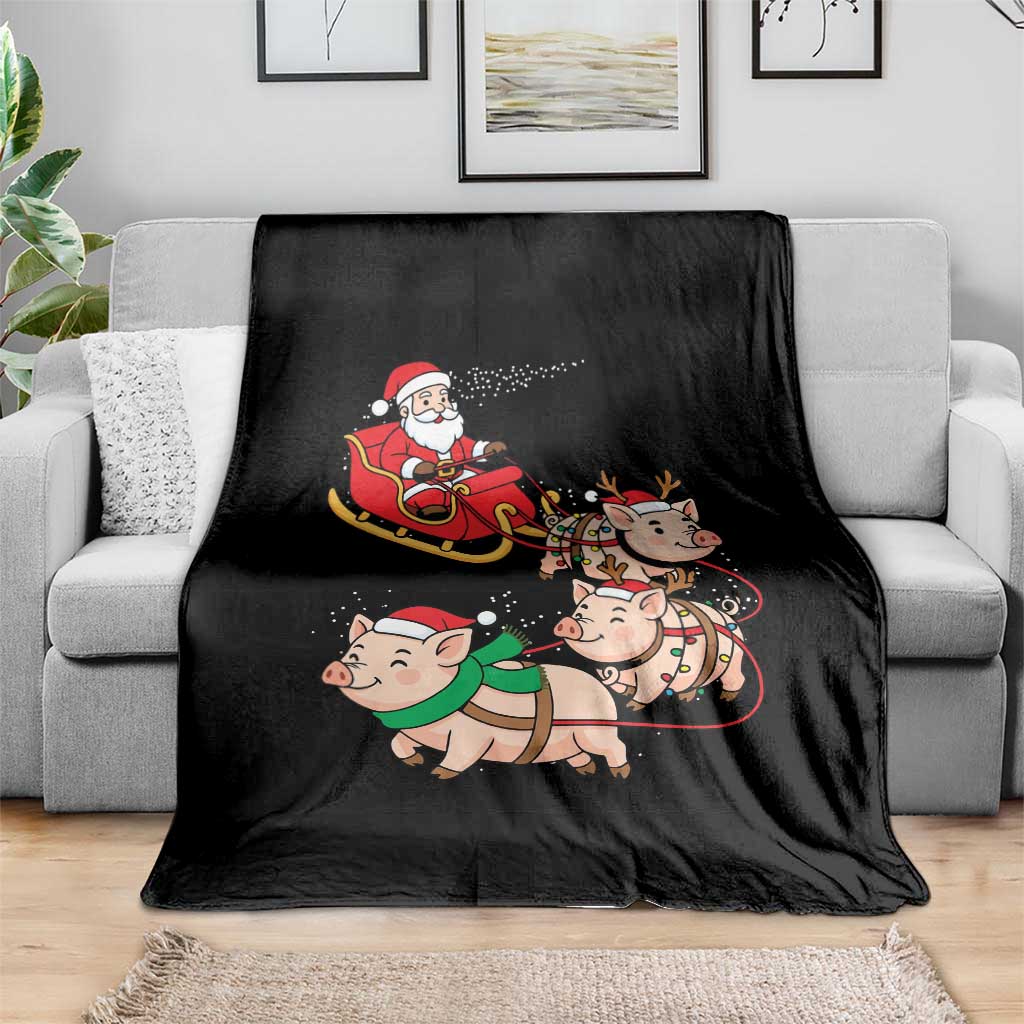 Santa Pig Sleigh Crew Throw Blanket Funny Christmas Pig Lover Gift TS12 Print Your Wear
