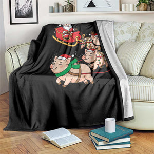 Santa Pig Sleigh Crew Throw Blanket Funny Christmas Pig Lover Gift TS12 Print Your Wear