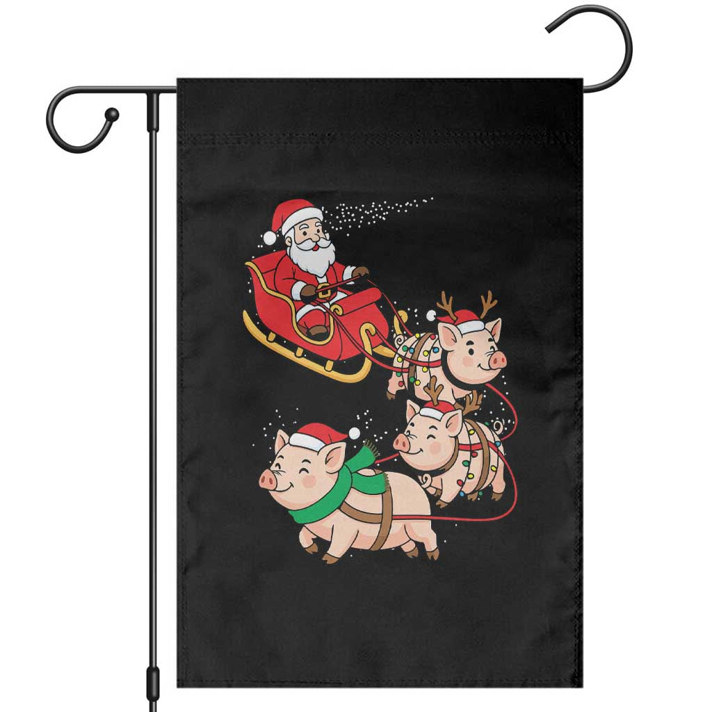 Santa Pig Sleigh Crew Garden Flag Funny Christmas Pig Lover Gift TS12 Black Print Your Wear