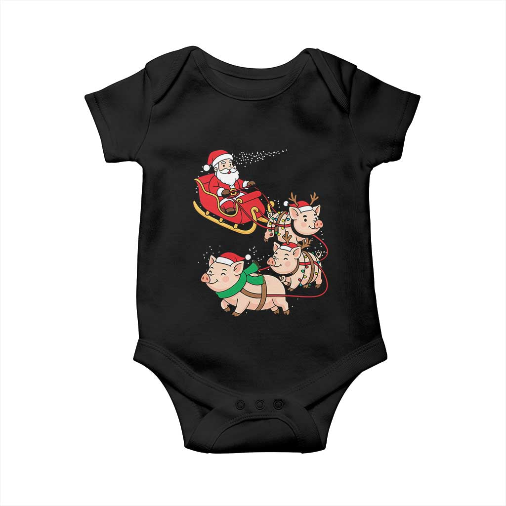 Santa Pig Sleigh Crew Baby Onesie Funny Christmas Pig Lover Gift TS12 Black Print Your Wear